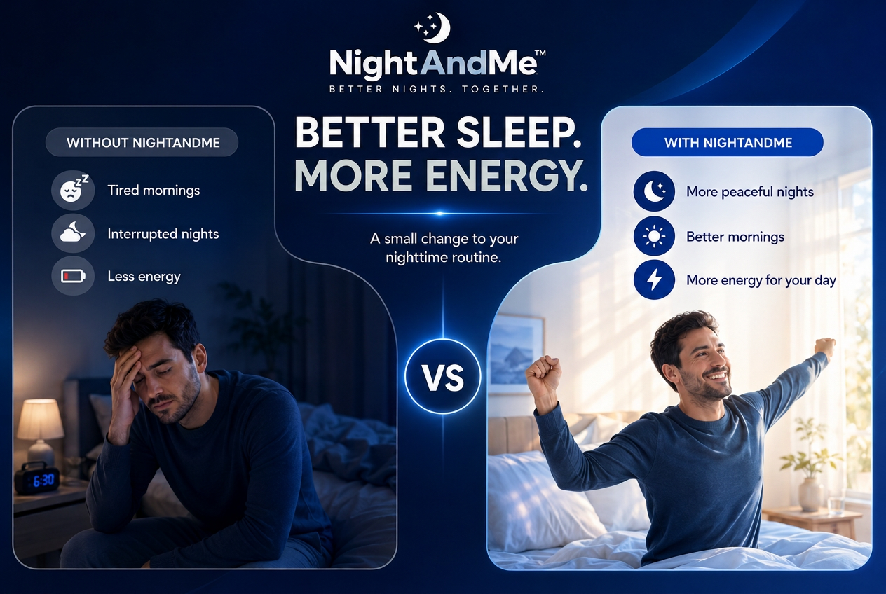 Better sleep, more energy: without NightAndMe versus with NightAndMe